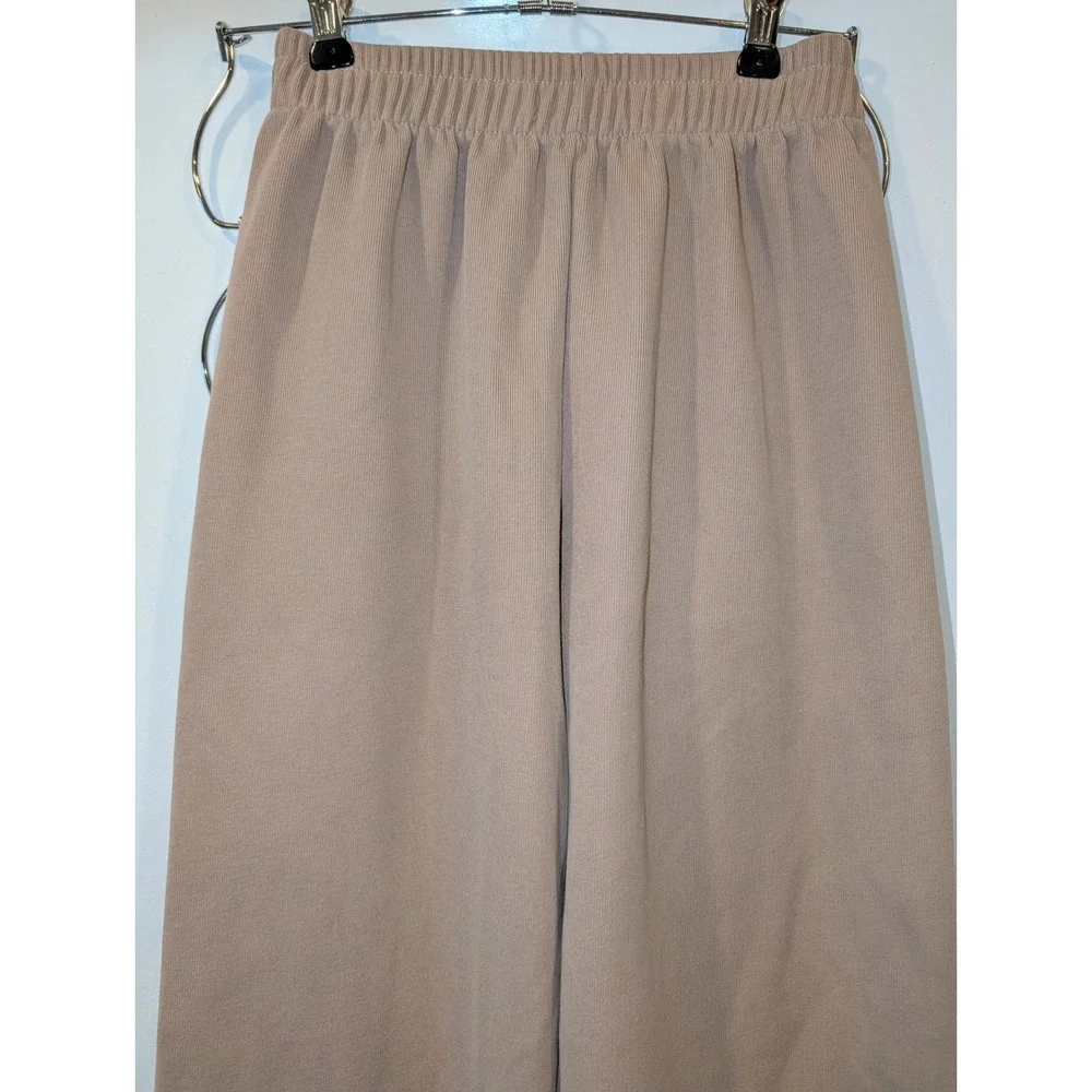 Kiench Tan Beige Ribbed‎ Wide Leg Soft Pants Elastic Waist High Rise Size 11-12